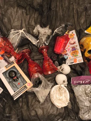 Lote Decoración Halloween: Araña, Calaveras