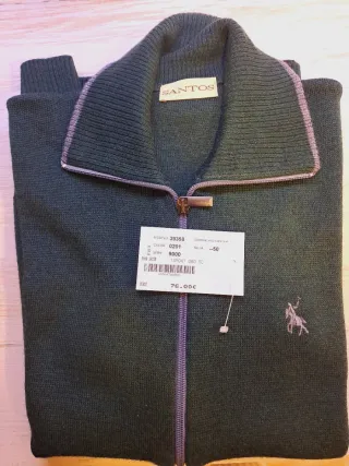 Jersey de punto fino SANTOS cremallera cuello alto