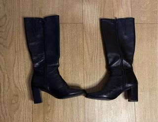 Botas de tacón de cuero negras talla 38