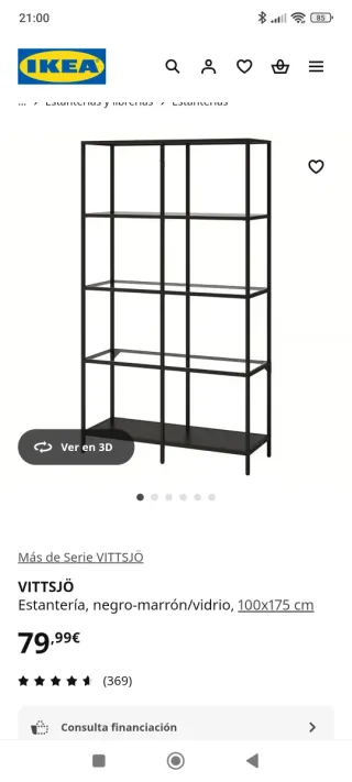 Estantería Metálica con Estantes de Cristal