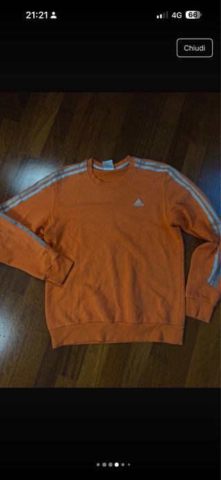 Felpa Adidas arancione con strisce