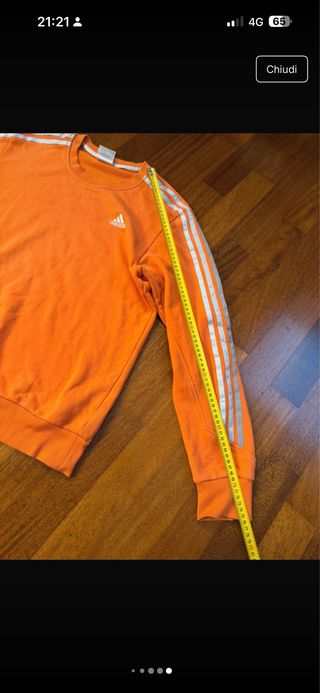 Felpa Adidas arancione con strisce