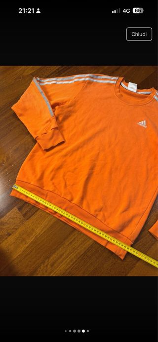 Felpa Adidas arancione con strisce
