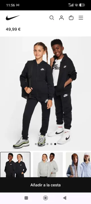 Sudadera Nike Niño/a T. L Negra Nueva