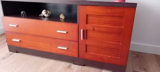 Conjunto comedor madera y cristal