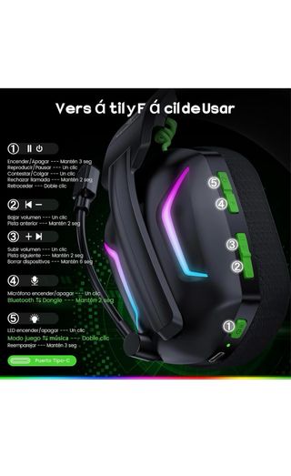 WG1 Cascos Gaming Inalambricos 2.4G