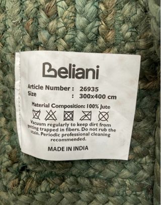 (NUEVA) Alfombra de Yute Beige y Verde 4x3 Beliani