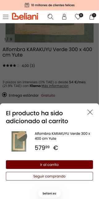 (NUEVA) Alfombra de Yute Beige y Verde 4x3 Beliani