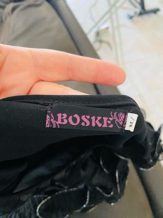 Top negro elegante flor 3D talla única