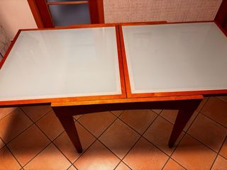 Tavolo 90x90 Legno e Vetro Allungabile