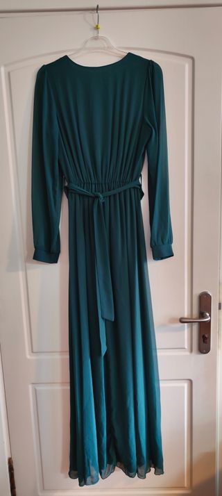 Vestido largo de gasa con manga larga para eventos