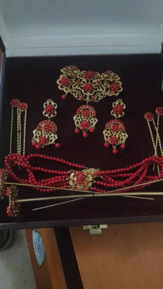 Aderezo Fallera Oro y Coral