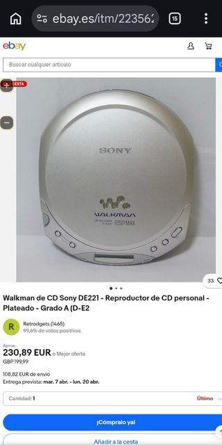 Sony Walkman D-E220 ESPMAX CD Player