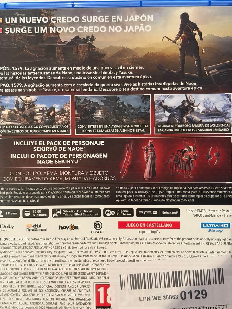 Assassin's Creed Shadows Edición Limitada PS5 afbeelding 3