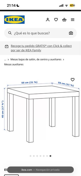 Mesa auxiliar negra Ikea LACK cuadrada
