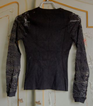 Maglia Tiramisù nera pizzo maniche lunghe Tg S/M