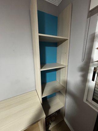 Escritorio con cajones y estantería