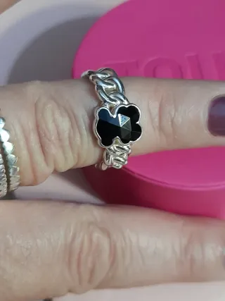 Anillo Tous Oso Negro Plata