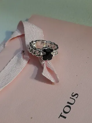 Anillo Tous Oso Negro Plata