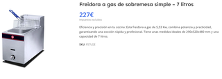 Freidora Gas Sobremesa 7L Inox