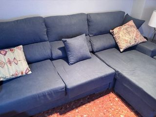 Sofá 3 plazas con chaislongue gris