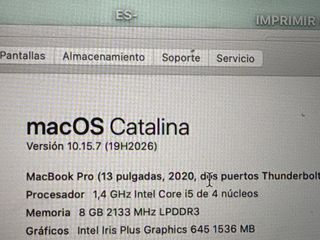 Portátil MacBook Pro 13” Apple (2020) Nuevo