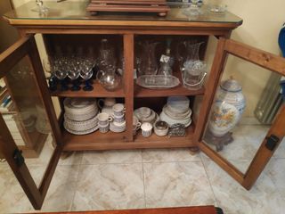 Vitrina cristal y espejo antiguo