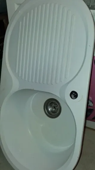 Fregadero blanco seno y escurridera