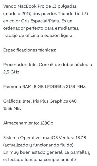 MacBook Pro 2017 Plata