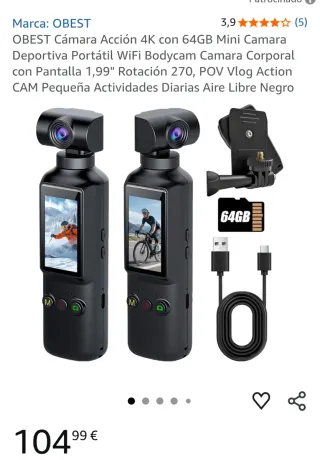 Cámara Deportiva UFO BOSSE 4K Negra