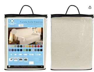Funda Elástica para Sofá, Tela, Marfil, 3 Plazas