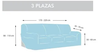 Funda Elástica para Sofá, Tela, Marfil, 3 Plazas