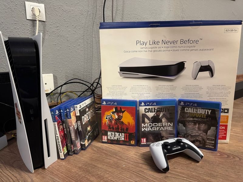 PS5 con Lector + Caja + Mando + 7 Juegos afbeelding 3