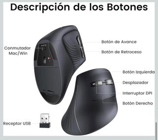 Ratón Vertical UGREEN Bluetooth 2.4G Inalámbrico