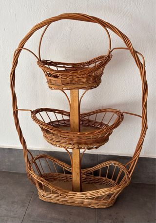 Cesta Mimbre 3 Niveles Madera