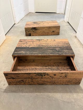 Mesita de noche rústica madera 2 unidades