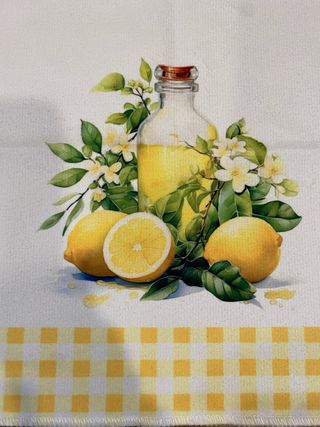 Paño de cocina Vichy con limones