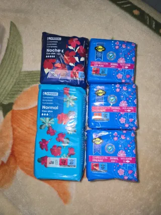 Compresas EROSKI Noche y Normal con Alas