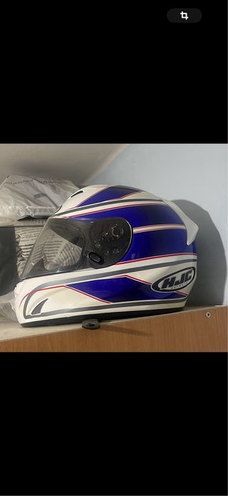 Casco Moto HJC Azul y Blanco