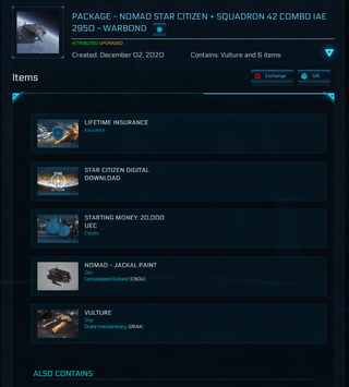 Star Citizen Vulture IAE 2950 Warbond