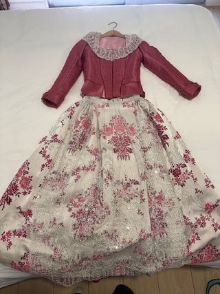 Vestido Fallera Niña Rosa y Blanco