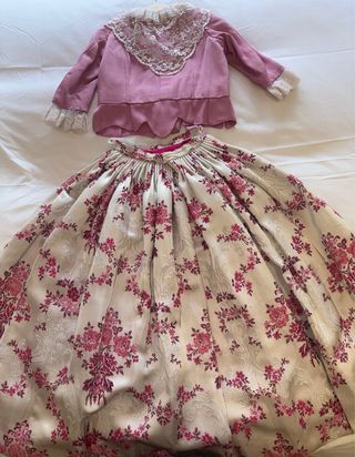 Vestido Fallera Niña Rosa y Blanco