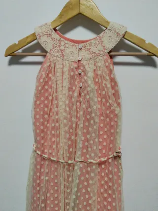 Vestido niña T8-9 rosa y beige