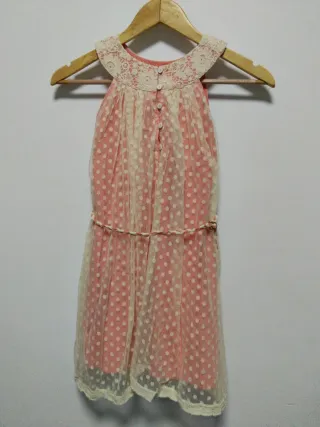 Vestido niña T8-9 rosa y beige
