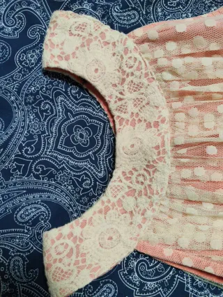 Vestido niña T8-9 rosa y beige