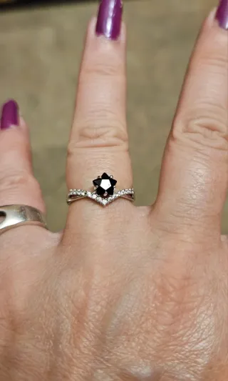 Anillo Plata Estrella Negra Espinela