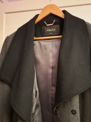 Chaquetón paño gris y negro