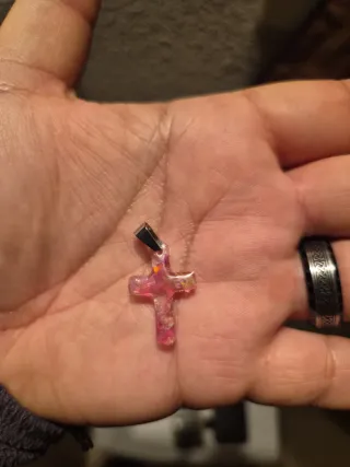 Colgante Cruz Ópalo Rosa