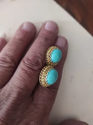 Pulsera y pendientes oro de 18 kts con turquesas