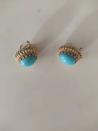 Pulsera y pendientes oro de 18 kts con turquesas